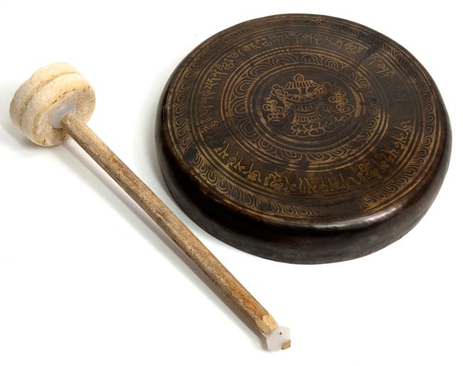 金属製打器 中国 チベット ゴング ドラ 銅鑼 アンティーク 民族器 金属