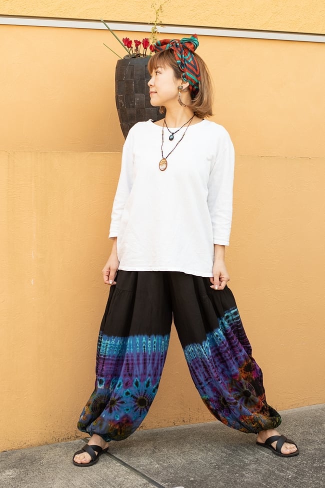 専用です！ レーヨンアラジンパンツ ヒンディー文字 タイダイ染め F121