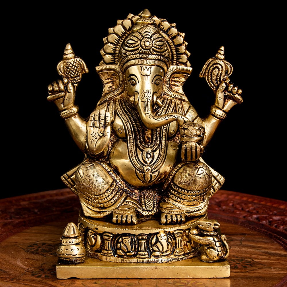 ブラス製 座りガネーシャ - [高さ：約20cm] の通販[送料無料