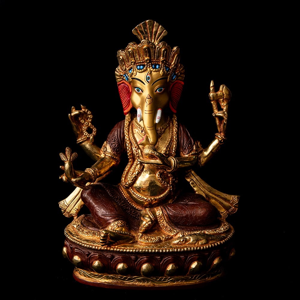 M165-3 時代古銅仏 歓喜天 ガネーシャ チベット仏仏教美術