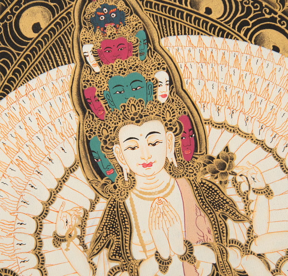 一点物〕タンカ - 十一面千手千眼観世音菩薩[30cm x 40cm] の通販[送料