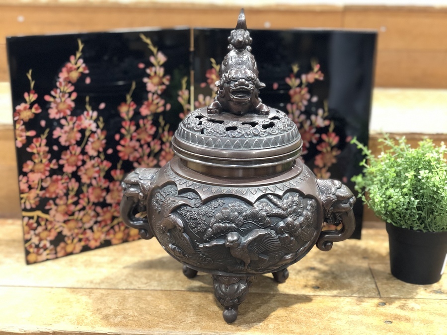 伝統工芸品！！高岡銅器 瑞峰作の新特大花鳥香炉が入荷致しました