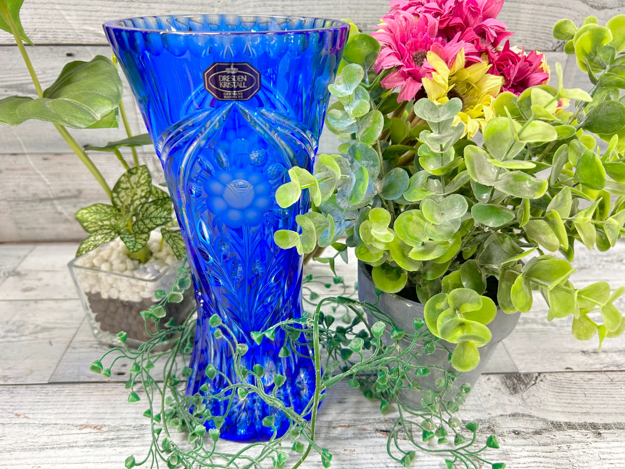 DRESDEN KRISTALL ファッション フラワーベース 花瓶 美品 ドレスデン