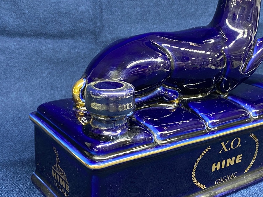 ◎45 未開栓 HINE XO ハイン 鹿 青陶器 700ml ROYAL BLUE リモージュ