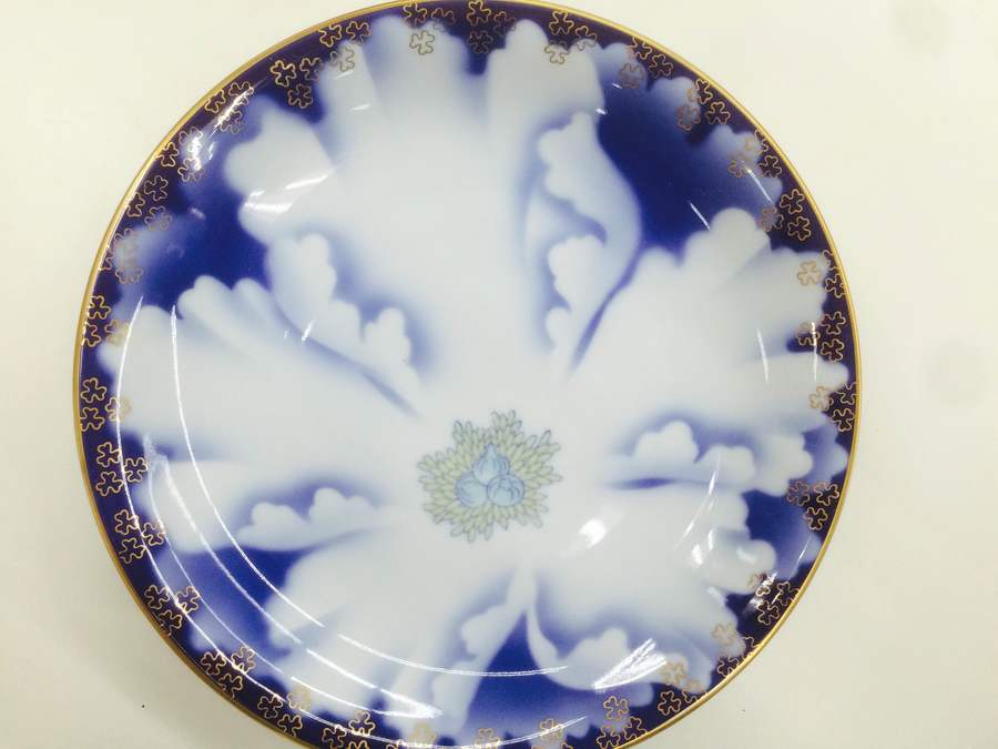 1880 深川製磁 牡丹金ミル 皿 5客 金彩 未使用 1880 深川製