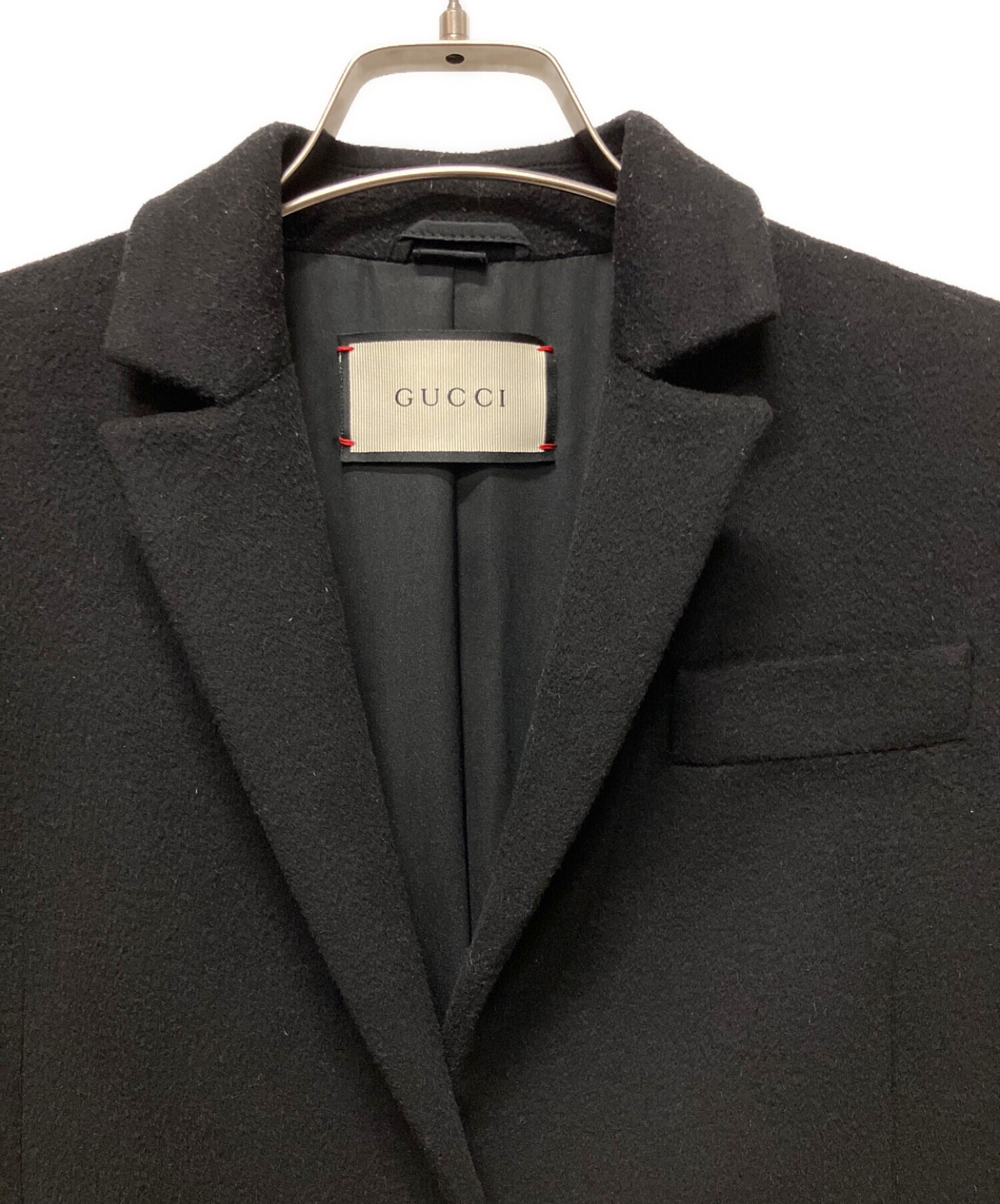 中古・古着通販】GUCCI (グッチ) ウール チェスターコート ブラック