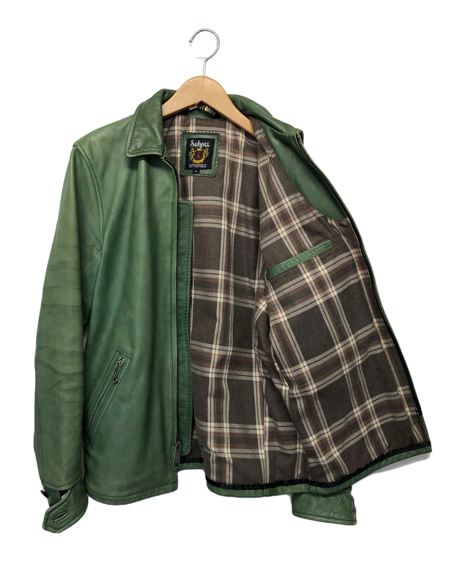 中古・古着通販】Schott (ショット) レザージャケット グリーン サイズ