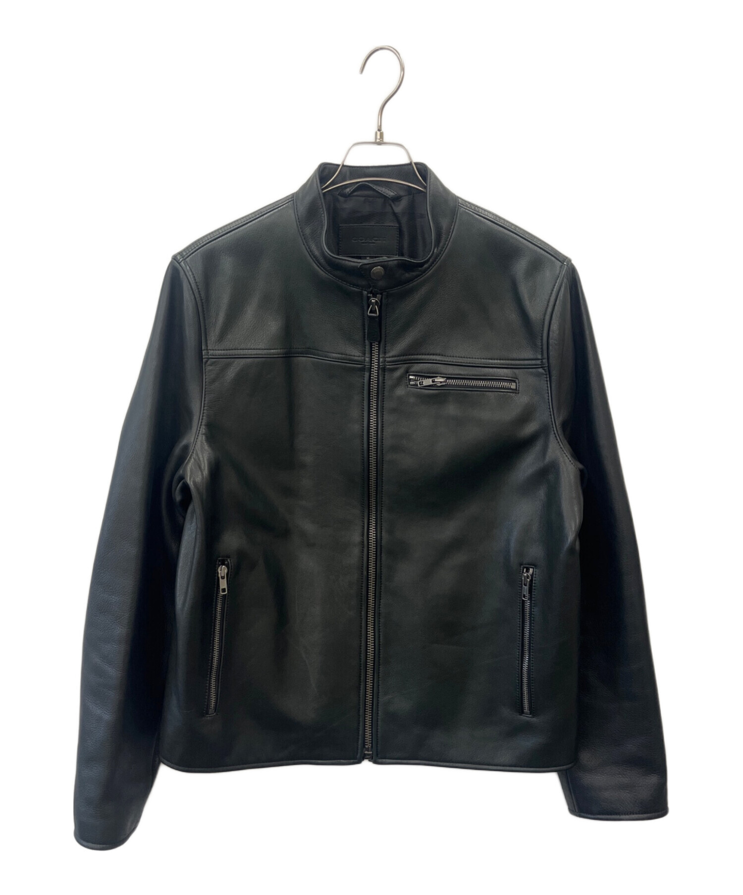 COACH /シングルライダースジャケット／ブラック レザー/洋服/牛革/美