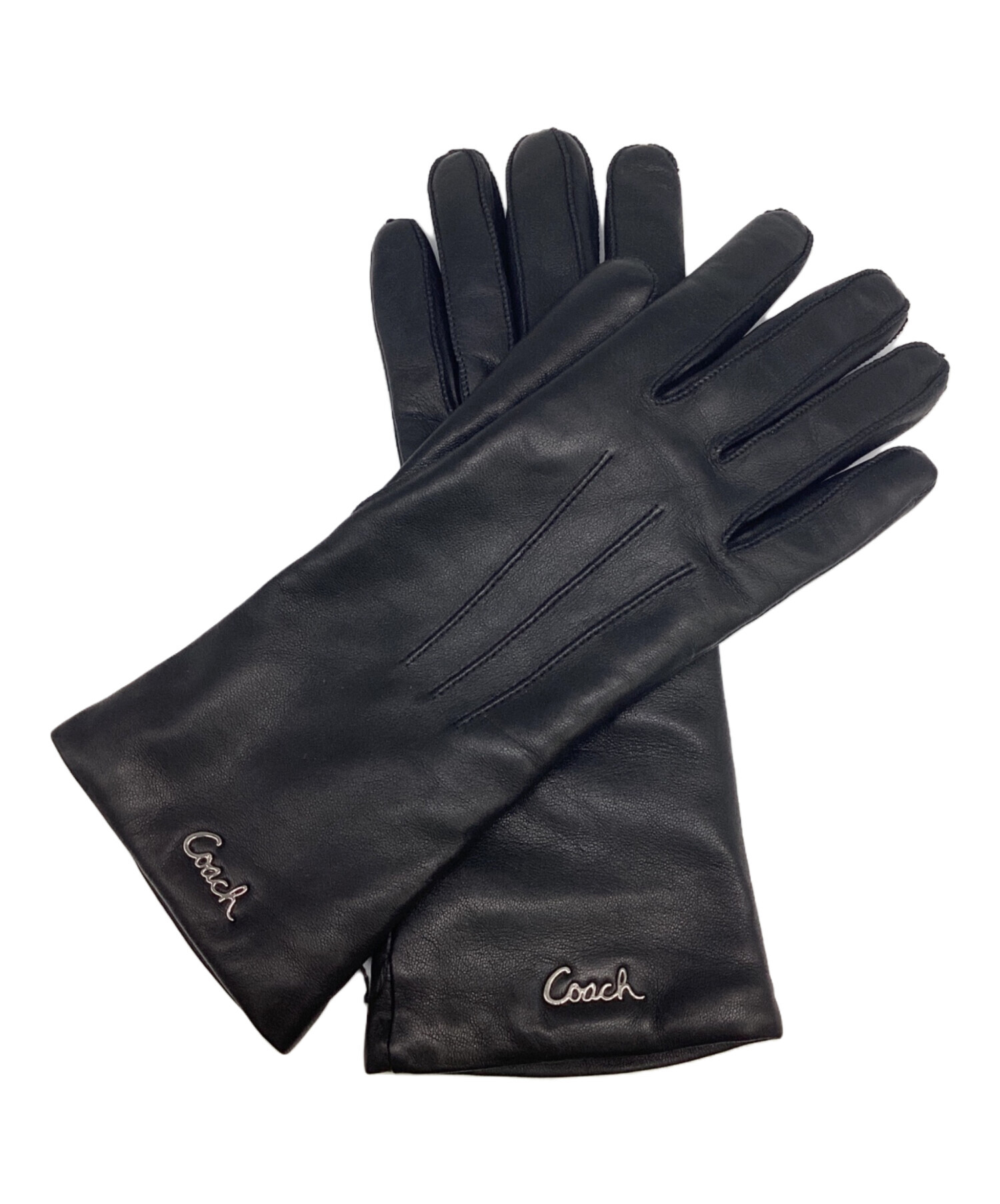 中古・古着通販】COACH (コーチ) 革手袋 ブラック サイズ:7（Sサイズ