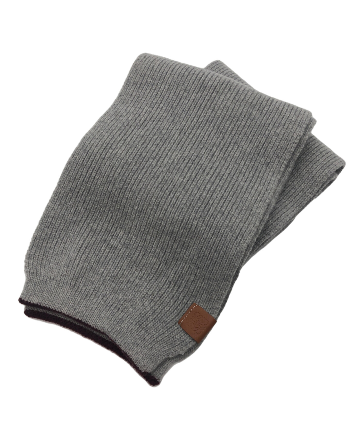 中古・古着通販】LOEWE (ロエベ) マフラー グレー×ワインレッド