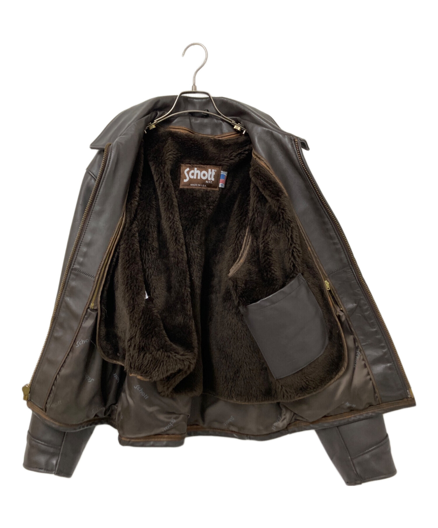 90年代 ショットレザーシングルライダースジャケット ダークブラウン