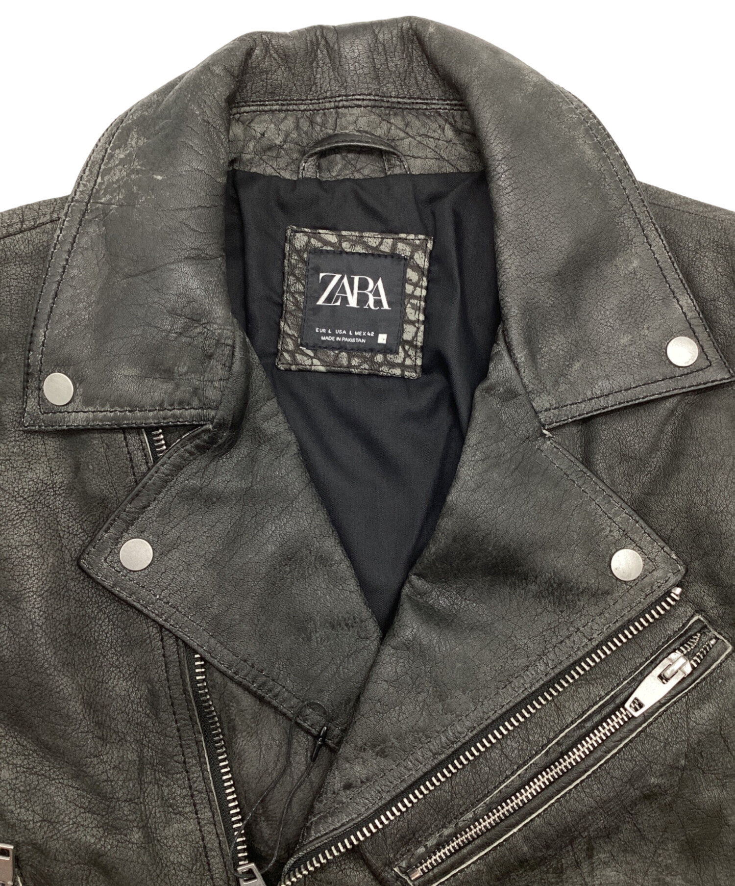 中古・古着通販】ZARA (ザラ) バッファローレザー ダブルライダース