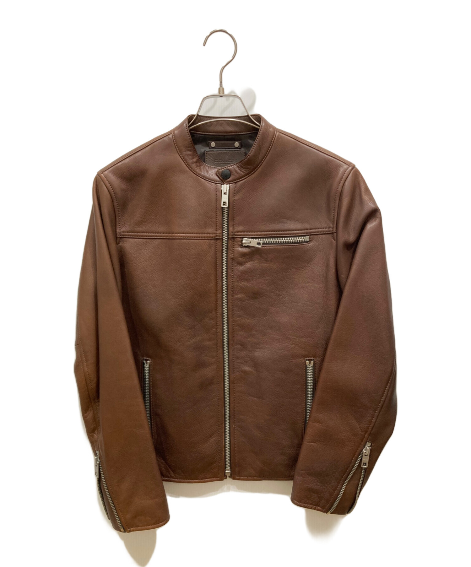 ち*い様 COACH ブラウン レザー シングルライダース週末限定値下げ ち