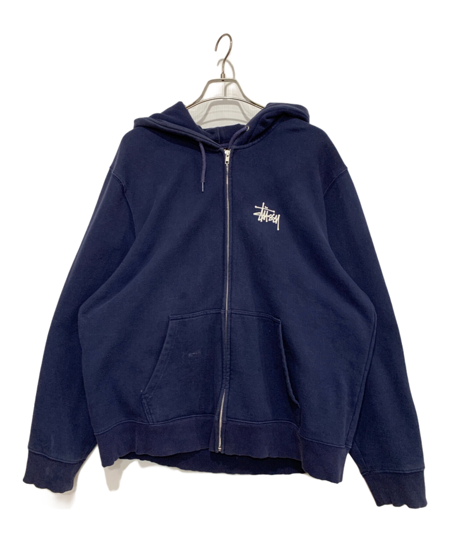 STUSSY ネイビー ジップアップパーカー Lサイズ