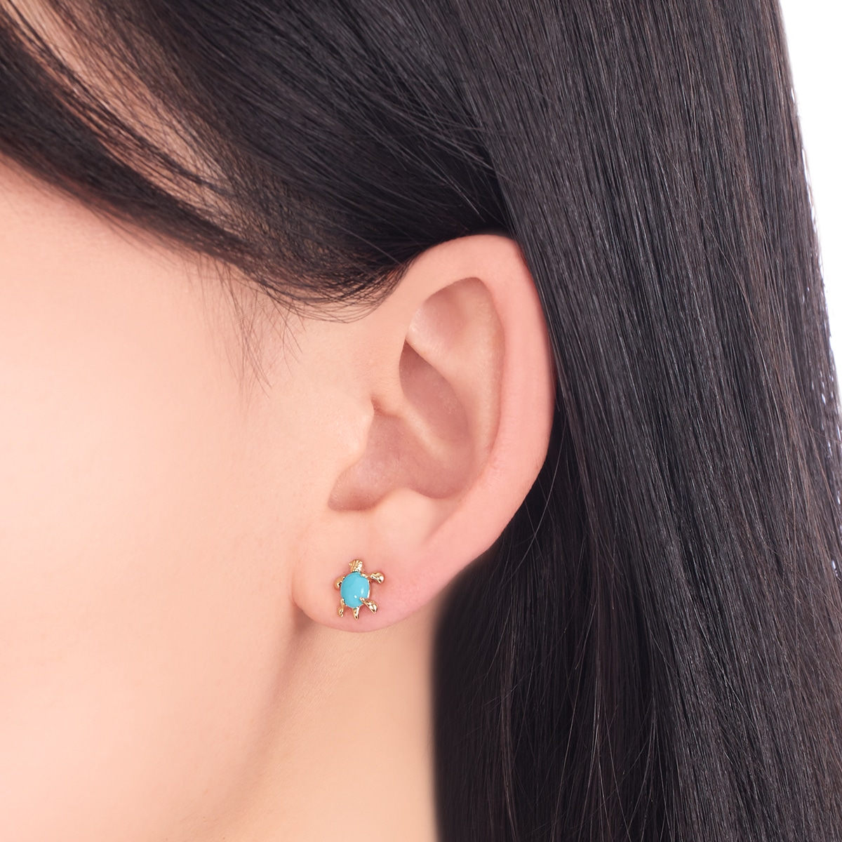 K10イエローゴールドターコイズピアス(RPE245-003)|TSUTSUMI