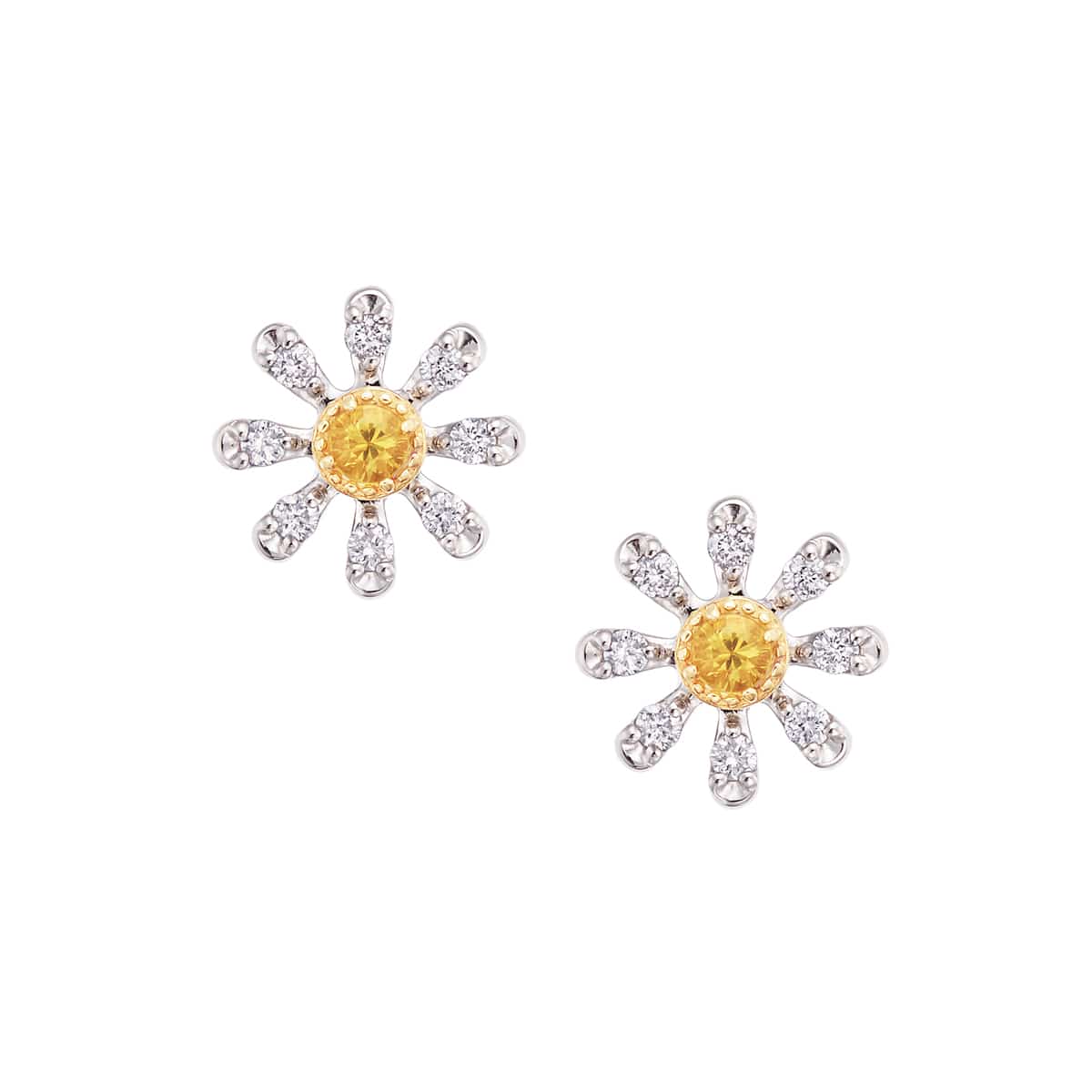 K10イエローゴールド/K10ホワイトゴールドイエローサファイアピアス