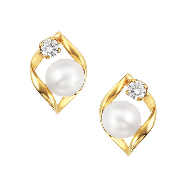 K18イエローゴールド淡水パールピアス(RPE646-001)|TSUTSUMI