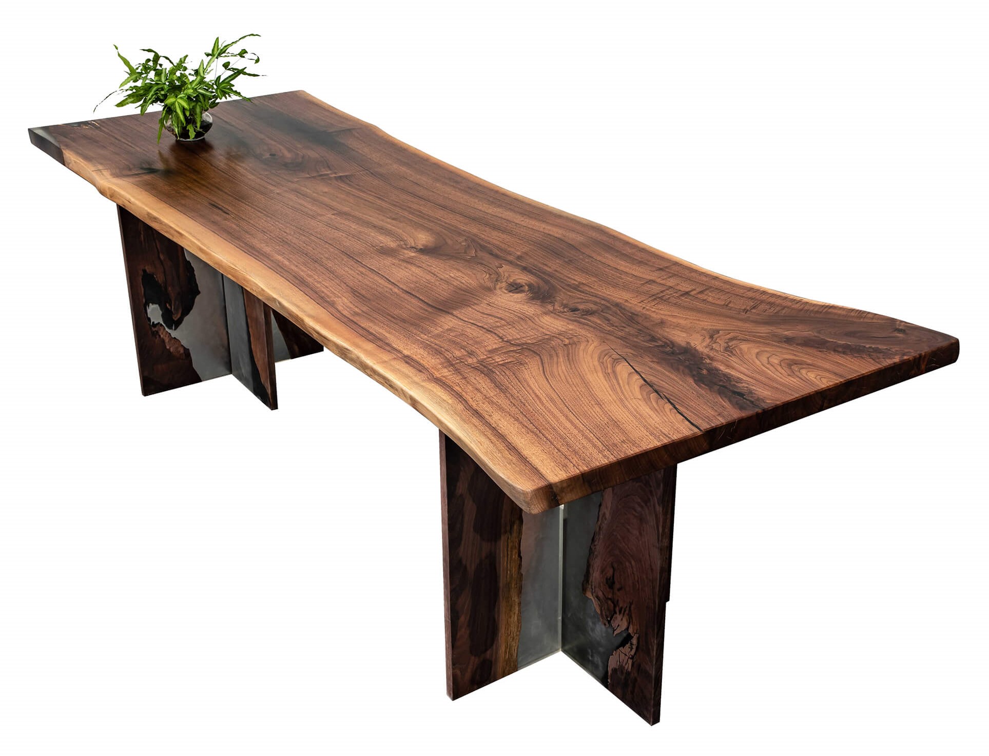 シックで高級感のある、ウォルナット・テーブル 無垢材 一枚板