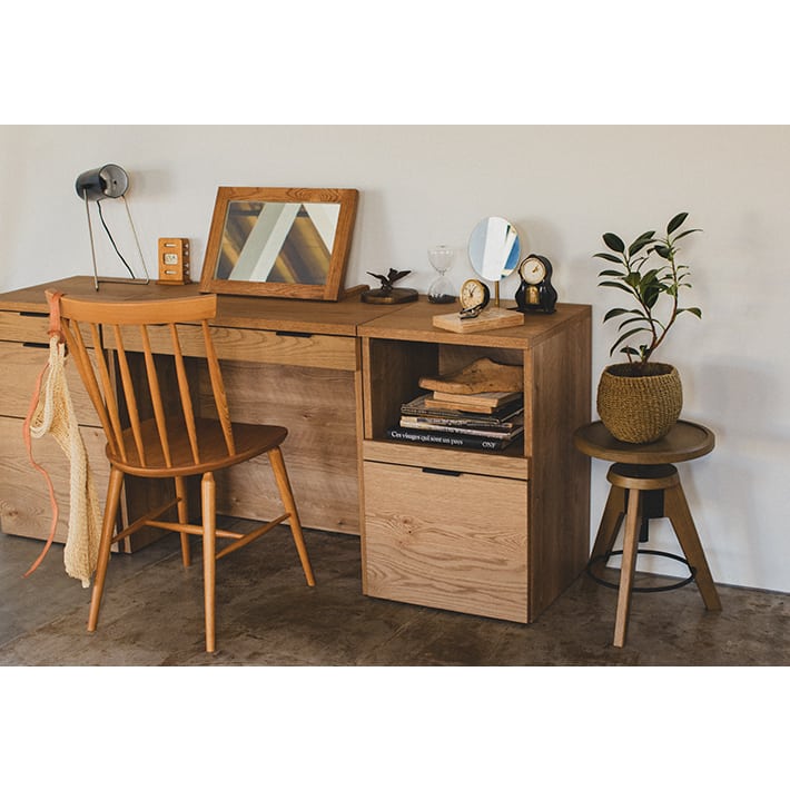 ウニコ/ドレッサー ミラー付き兼キャビネットデスク