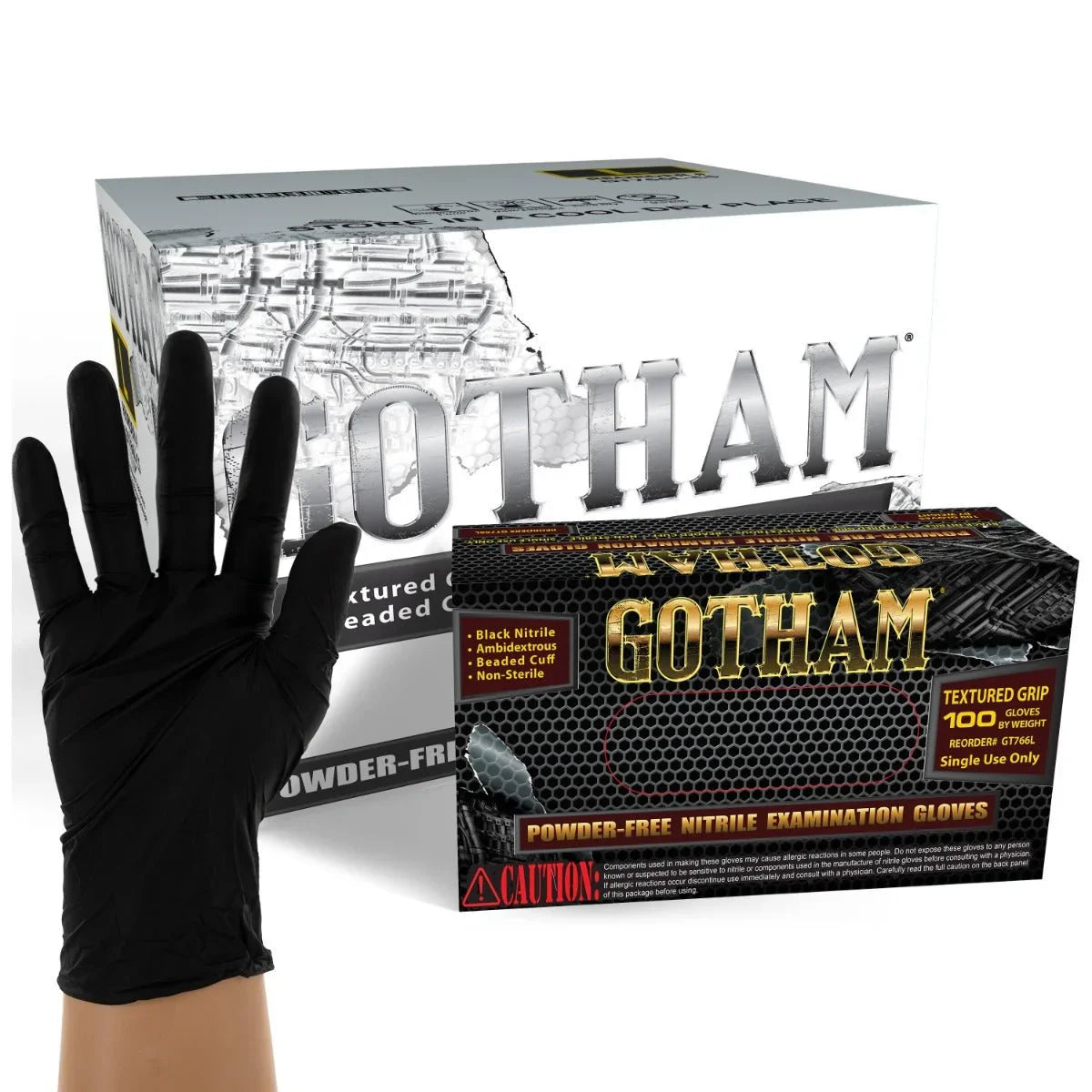 Gotham Powder Free Black Nitrile Exam Gloves, Case – Unisafe Gloves