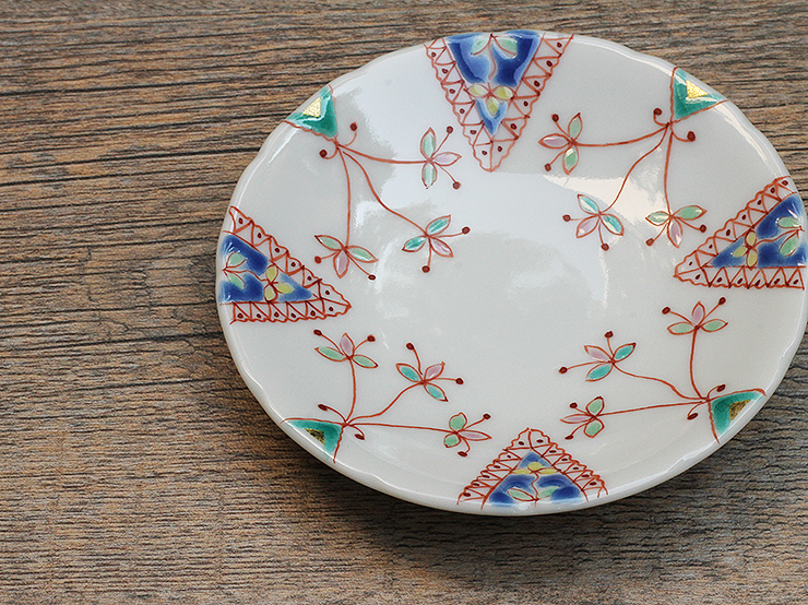 九谷焼 色絵 冬景色 小皿 11枚 上出製 [B24447] 九谷焼 色絵 冬景色