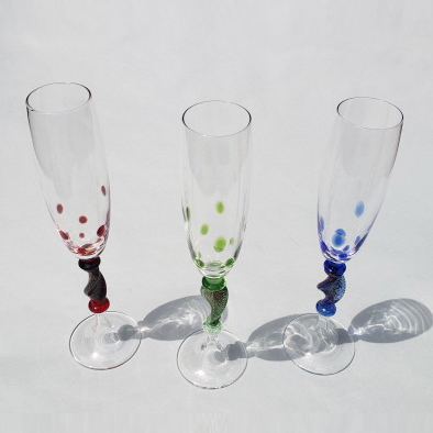 ☆ヴェネチアングラス☆アレキサンドリアブルー ワイングラス 2個