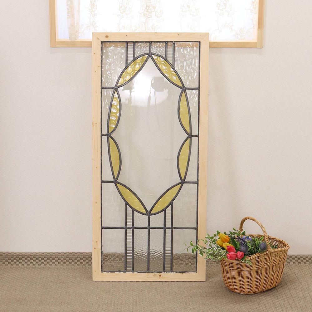 英国アンティークステンドグラス窓枠/ガラスウィンドウ/建具(84-212-7