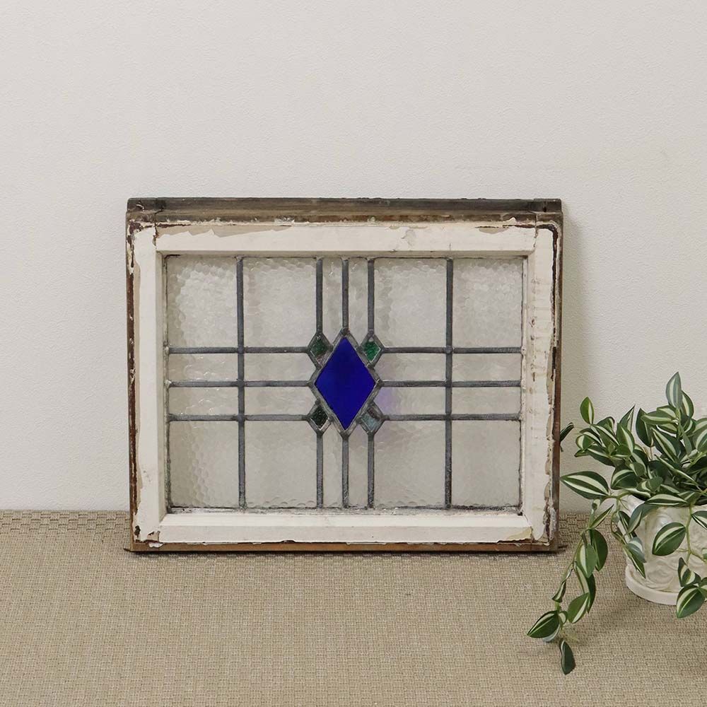 英国アンティークステンドグラス窓枠/ガラスウィンドウ/建具(84-212-6