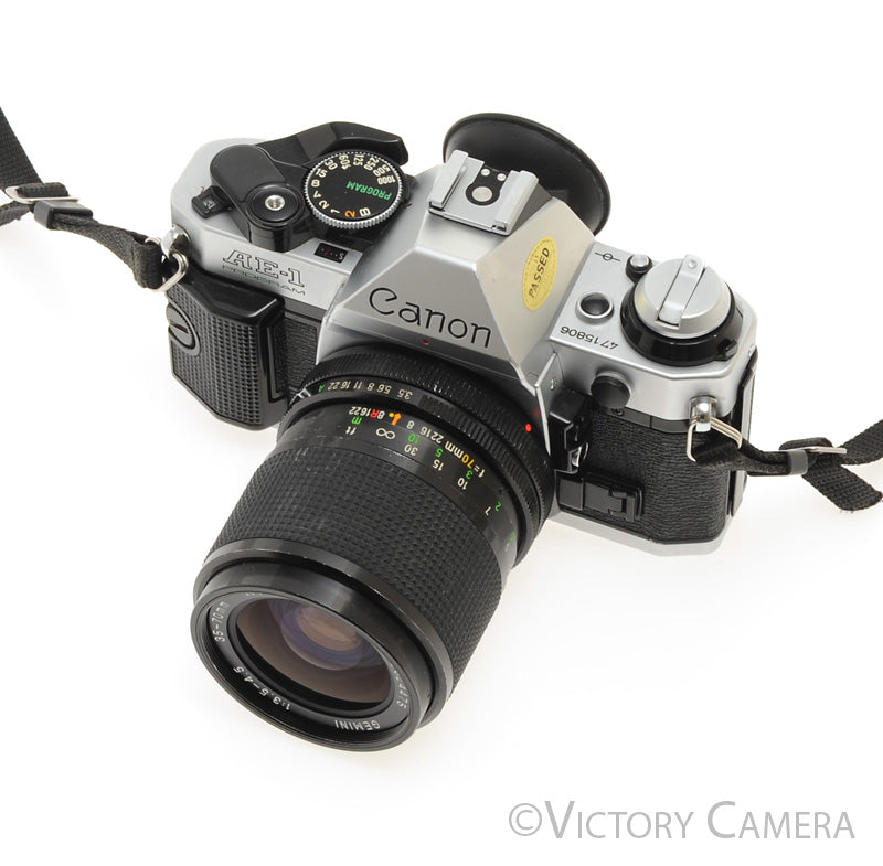 Canon AE-1 Program Chrome 35mm Film SLR Camera 35-70mm Zoom Lens [EXC]