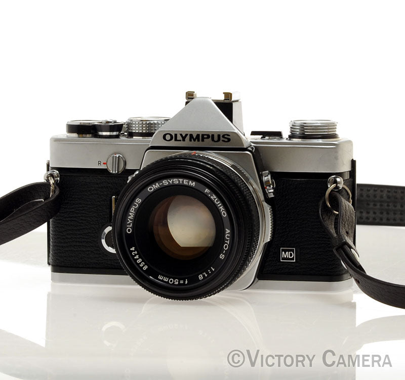 Olympus OM-1 MD Chrome Film Camera Body w/ 50mm f1.8 Lens -New Seals-