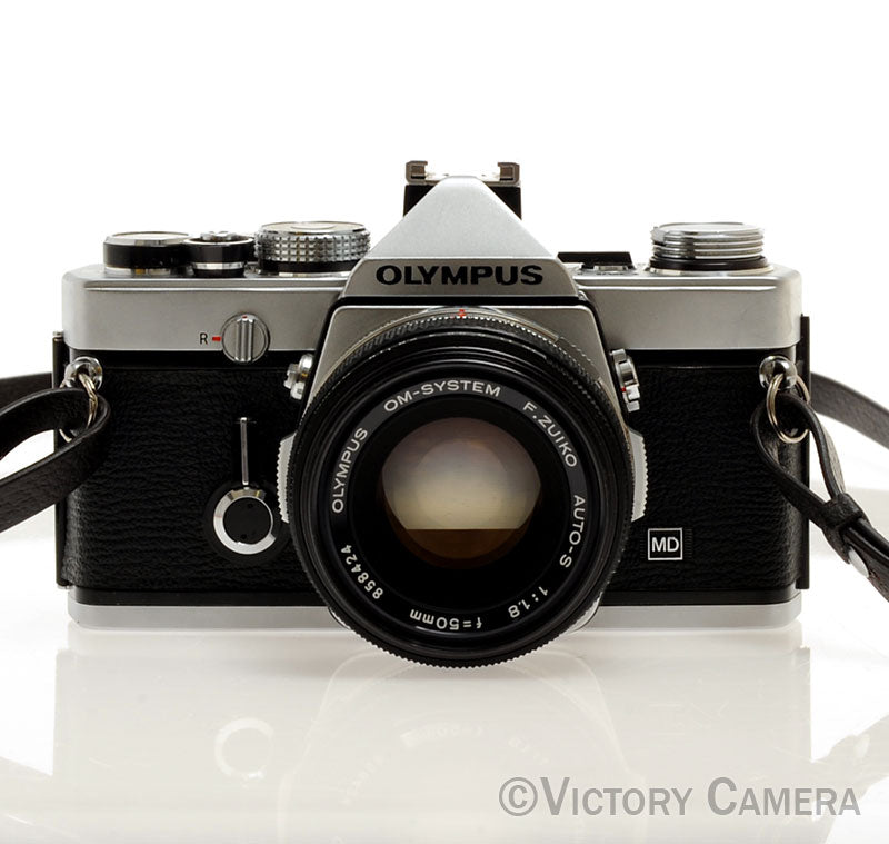 Olympus OM-1 MD Chrome Film Camera Body w/ 50mm f1.8 Lens -New Seals-