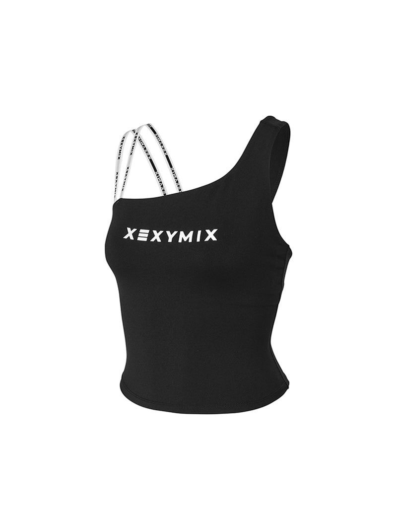 アシンメトリー ロゴ入り クロップド丈 ブラトップ