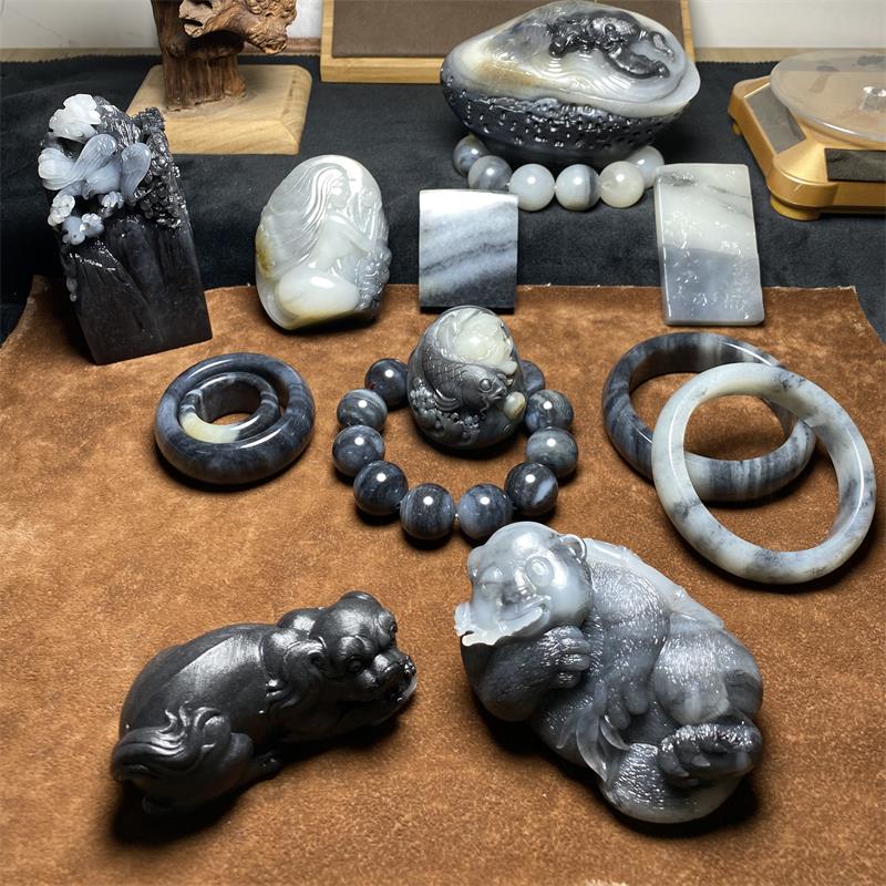 中国 玉石彫刻 人物刻 如意 D R7205 【公式通販】