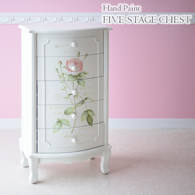 イタリア製 ハンドペイント ナイトテーブル チェスト 花台 ①