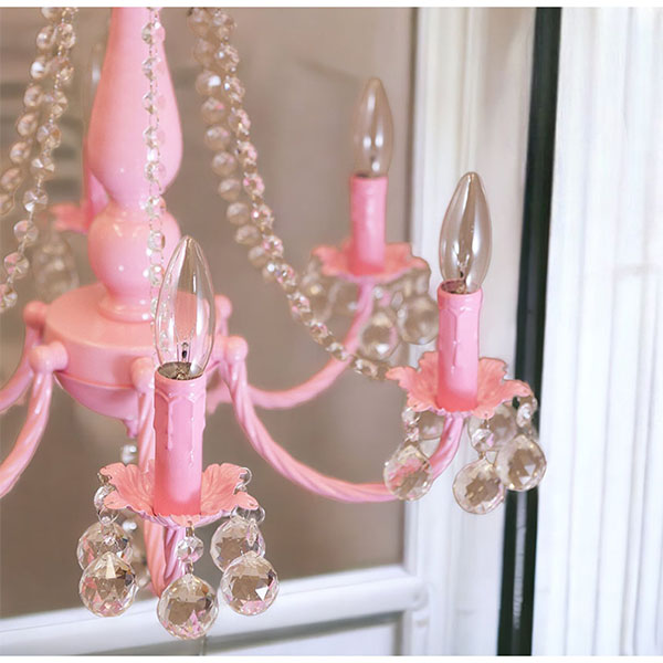 LED対応】 クリスタルガラスシャンデリア 6灯(レフィネメント・ピンク