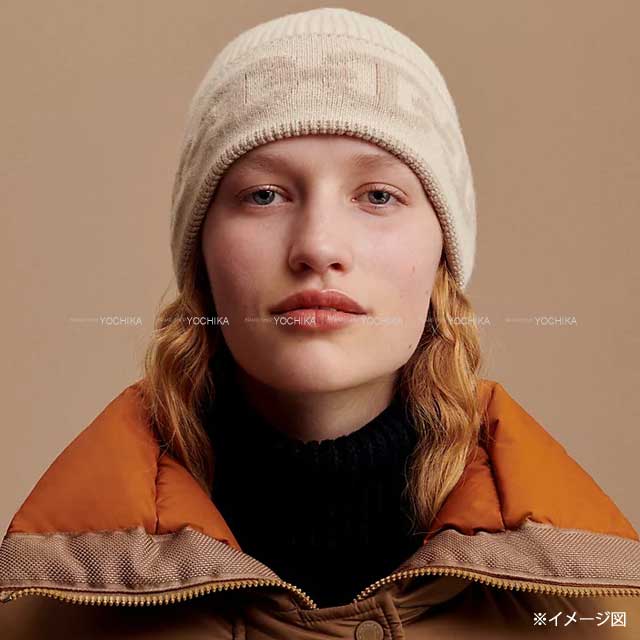 HERMES エルメス ニットキャップ ニットキャップ ヘヴン ＃M クレーム