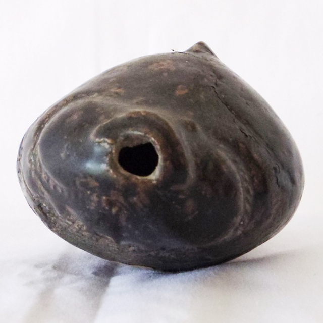 クメール黒釉刻線文壺 12～13世紀遺跡発掘品カンボジア 埋蔵文化