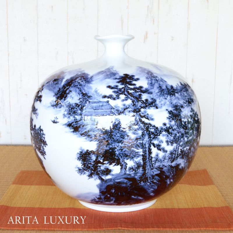 有田焼やきもの市場 | 有田焼 大作「染付山水 大花瓶」 真右エ門窯