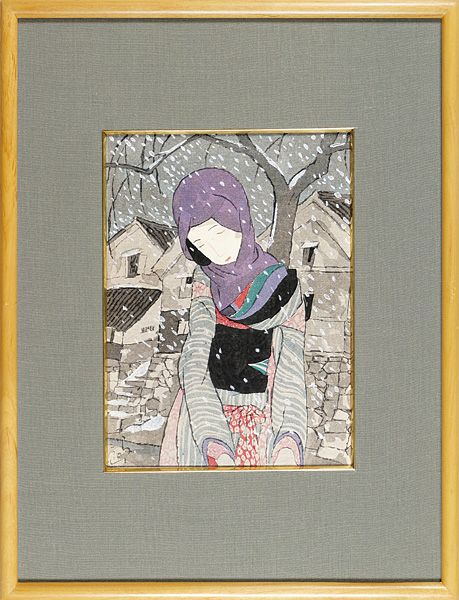 雪の夜の伝説 竹久夢二 日芸版画院 限定300枚 版画