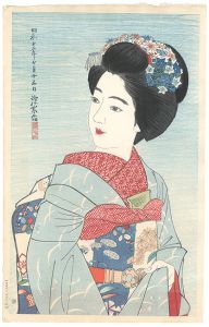 伊東深水／鏑木清方門 歌川派浮世絵「女湯」美人画 絹本 絵画 扁額