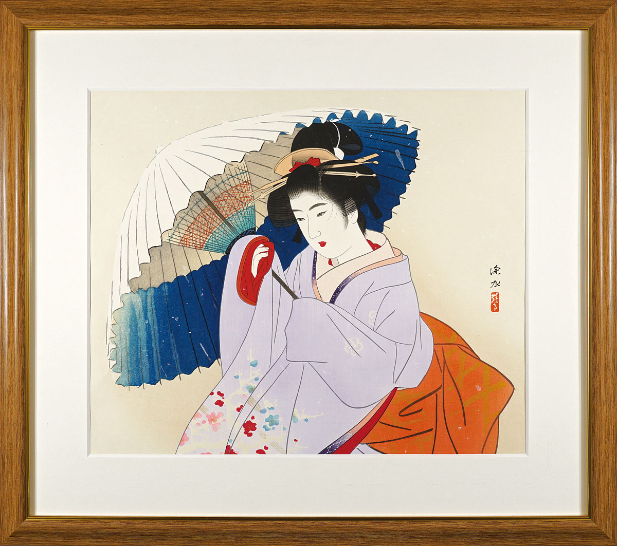 伊東深水 真筆 作品 墨絵風景