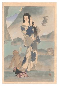 名取春仙 二代目 中村扇雀 曽根崎心中のおはつ 木版画 新版画 役者絵