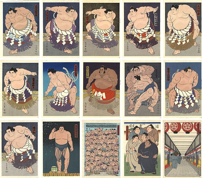 希少！木下大門 木版画「横綱曙/横綱貴乃花」初摺 希少！木下大門 木