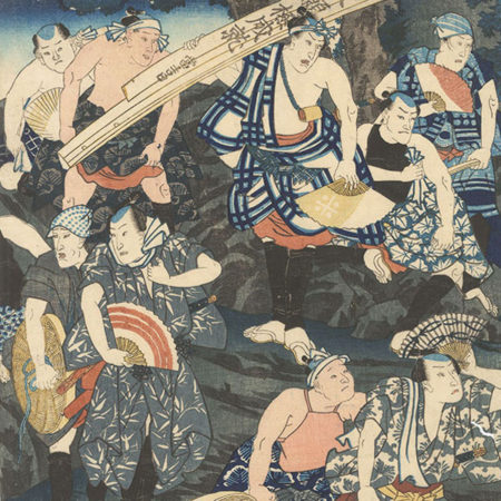 大相撲錦絵 木下大門 木版画「横綱双葉山土俵入り」初摺 大相撲錦絵