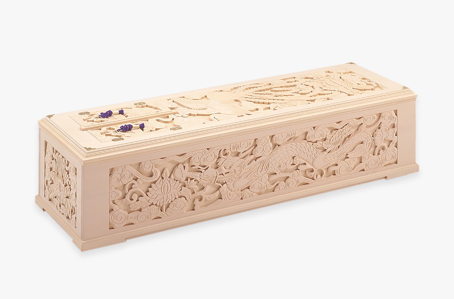 2373 古美術品細密彫龍文木箱首飾箱時代物