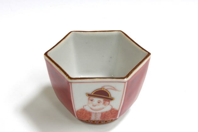 柳瀬美術店 / 福島武山「赤繪南蛮手盃」」共箱[FUKUSHIMA Buzan]Sake cup