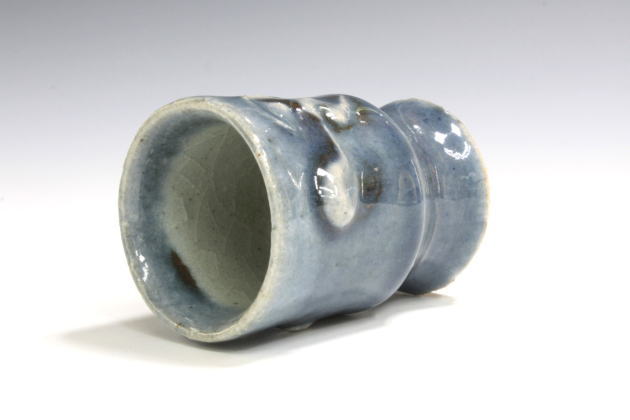 陶芸家 河井寛次郎 ？ 呉須 面取 盃 ぐい呑 酒器 脚付盃 瑠璃 陶芸