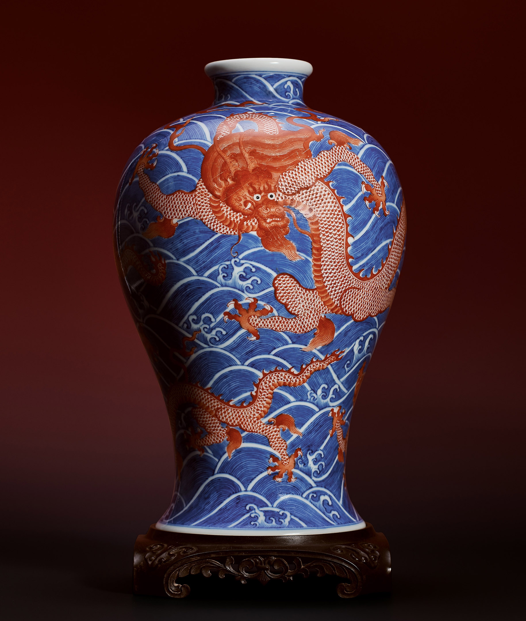 青花礬紅海水龍紋梅瓶-宇珍國際藝術| Yu Jen Taipei東瀛秘藏:久手堅