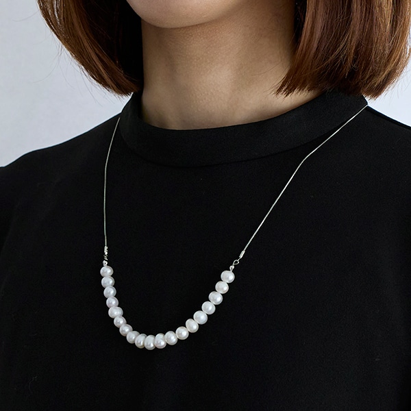 淡水パールネックレス 2way(グレー)｜アクセサリー｜料理家 栗原はるみ