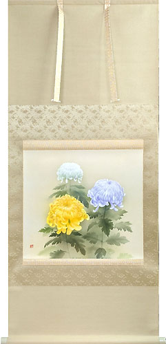 美品 掛け軸 中川幸彦作「川蝉」共箱 美術年鑑掲載 太巻き付 夏掛け